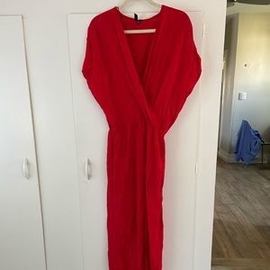 Floor length bright red gown
